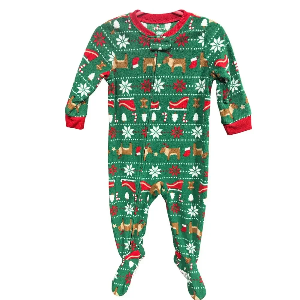 5/$15 Green Christmas Sleeper - Carter's - 12mo